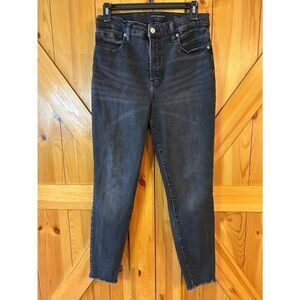 Lucky Brand Faded Black Ankle Jeans Raw Hem Distressed Size 10/30 (8734)